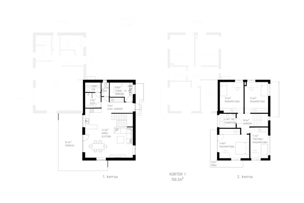 Kahekorruselise paariselamu projekti plaan